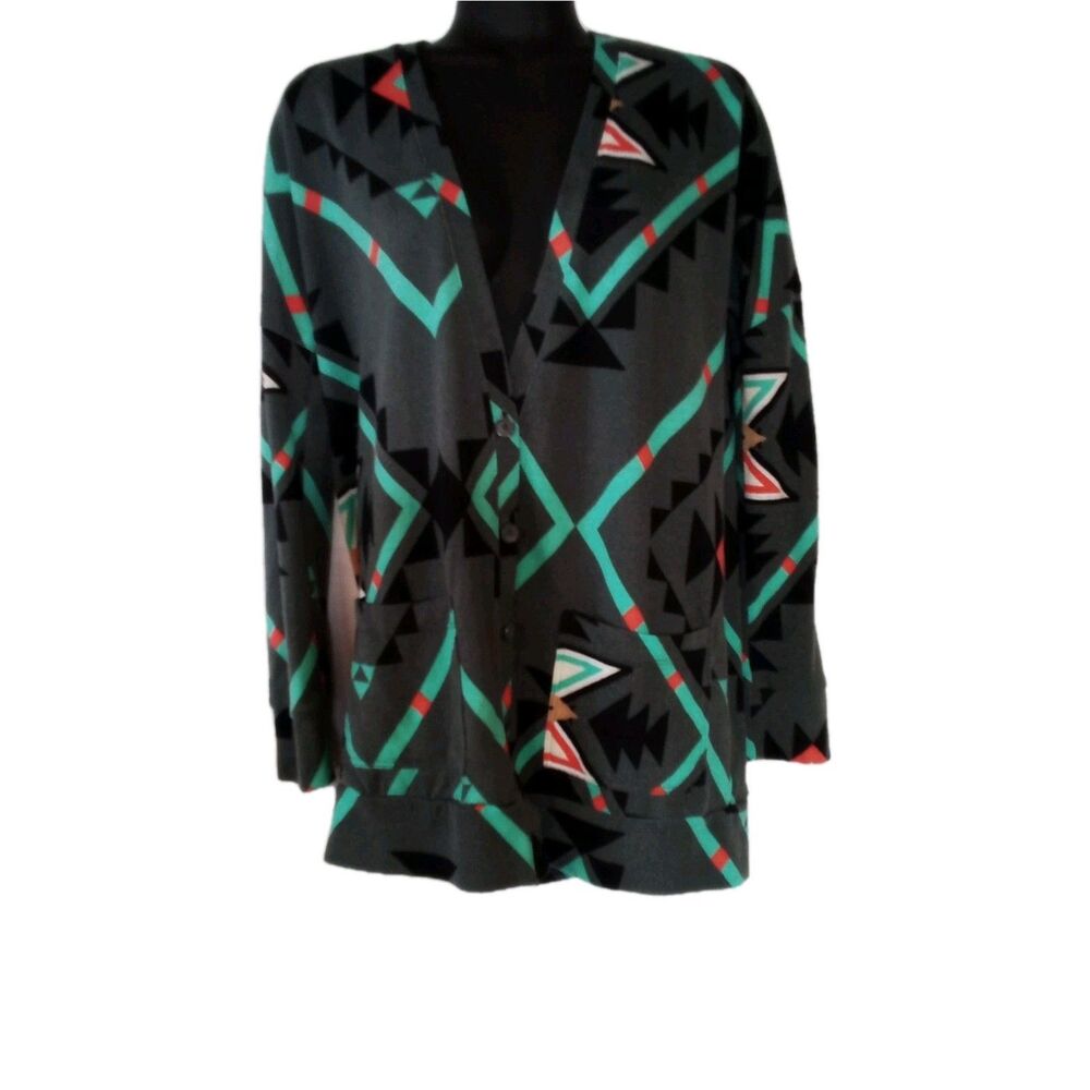 Women's Nollie Cardigan Aztec‎ Long Sleeve Top Size Medium Funky Cool Style